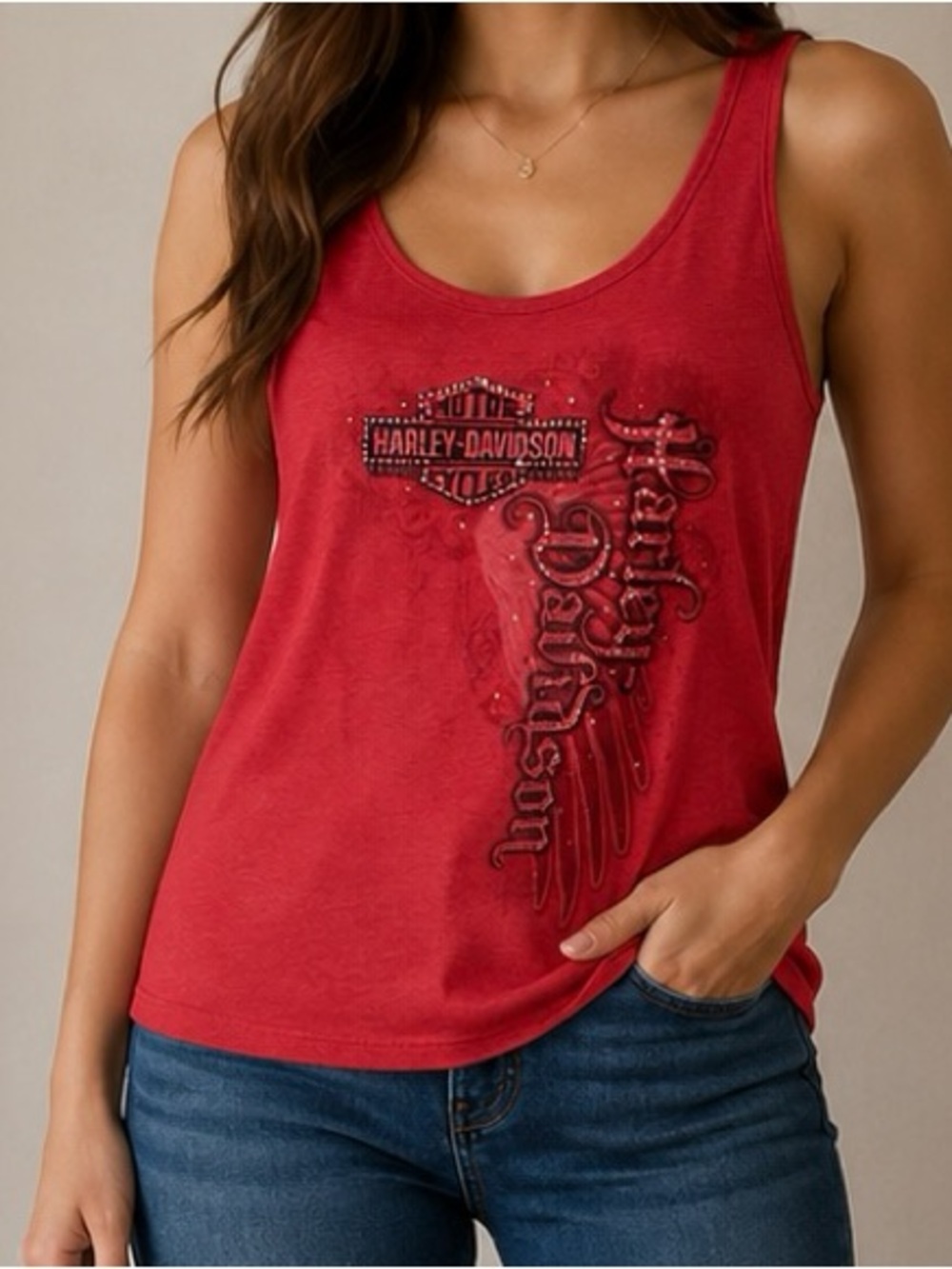 Harley-Davidson Coral Women's Graphic Tank Top